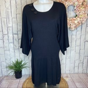 Soft Surroundings Black Kimono Sleeves Bodycon Rib
